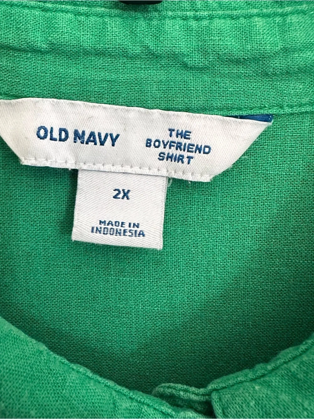 Old Navy Boyfriend Reach for Clover Green Linen Blend Button-Up Shirt 2X